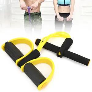 복부/허리/팔/다리 스트레칭 슬리밍 훈련을 위한 다기능 텐션 로프 풋 페달이 있는 저항 밴드 튜브 2개의