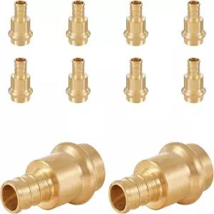 10팩 GUOFIS 구리 프레스와 PEX 어댑터 1/2인치 x 크림프 커플링 쿠퍼를 B 파이프에 연결 LF 황동 소재