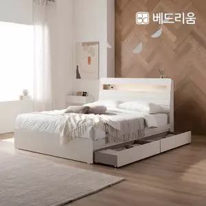 [신세계라이브쇼핑][베드리움] NEW 스마트메이트 편백 LED 수납침대 (Q) + NEW 노블아워 코어 서포트 유...