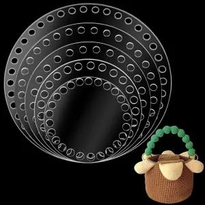 PH PandaHall 5 사이즈 아크릴 직조 보드 평평한 원형 크로셰 바구니 베이스 투명 DIY 가방 바닥 뜨개질