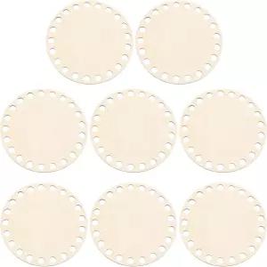 PATIKIL 4인치 지름 코바늘 바구니 바닥 8개의 원형 빈 뜨개질 나무 받침대 DIY 공예 직조 제작 용품 홈