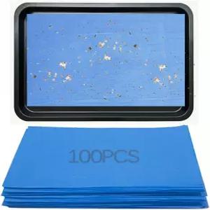 Firdnyohs 100개의 새장 라이너 종이 11X17인치 블루 케이지 일회용 두꺼운 프리컷 흡수 쿠션 패드 매트
