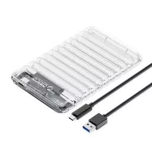 오리코 2.5인치 C타입 SSD HDD 외장 하드 케이스 투명케이스 USB3.0 2139C3-V1