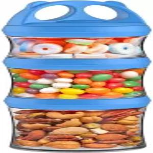 베네라벨 스낵 병 3 BPA 프리 스태커블 용기 트위스트 락 포뮬러 우유 단백질 파우더 완벽하게 파란색 28