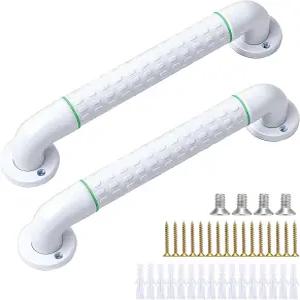 샤워 및 욕조용 Dntorx 16인치 그립 바 노인용 야광 미끄럼 방지 2팩 침대 화장실 벽 흰색