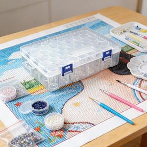 호환 다이아몬드 페인팅 보관함 뚜껑 투명 보관 케이스 DIY 공예 액세서리, 보석류, 작은 물품용