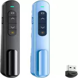 QUI 2팩 무선 프레젠터 리모컨 하이퍼링크 볼륨 조절이 가능한 2.4GHz RF 클리커 Mac용 USB 노트북 Google