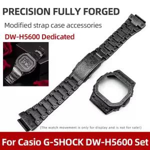 호환 H5600 카시오 소형 사각형 심박수 DW-H5600 스테인레스 스틸 금속 케이스 스틸 스트랩 액세서리 용 레