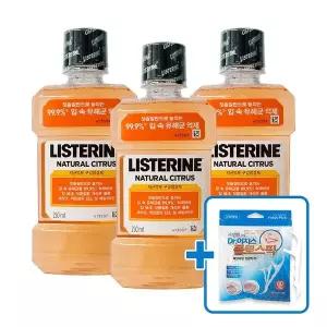 [오너클랜]리스테린 내추럴 시트러스 250ml x 3개세트 (+플로스픽 치실 80P)