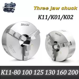 키레스척 1세트 K11-80100 K11-125130160200 K01 K02 3 조 수동 선반 척 터닝 공작 기계 센터링 금속 New