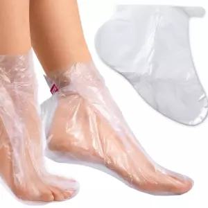 발을 위한 Hzopcw 400pcs 플라스틱 커버 스티커가 부착된 일회용 파라핀 목욕 장갑 미끄럼 방지 마스크