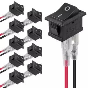 DWEII 10PCS 미니 사각 토글 스위치 로커 SPST 2핀 120V 10A 켜기 및 끄기 KCD1 사전 배선 자동차 보트