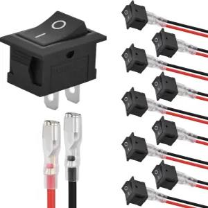 Nilight 10PCS 미니 ON/OFF 로커 스위치 2핀 SPST 12V 20A 125V 10A 토글 키트 20PCS 와이어 포함 - 카