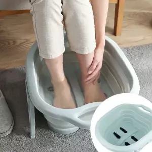 가정용 휴대용 접이식 발 담그기 족욕 용기 마사지 돌기 발 관리 피로 회복 촉진