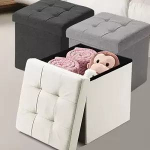 친절한탄씨 인테리어 수납 스툴 미니 수납 의자 패브릭 다용도 보조 현관 스툴