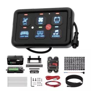 다이어텍 6 갱 스위치 패널 12V/24V RGB 백라이트 온오프 LED 로커 제어 박스 트럭 보트 UTV 차량 ATV