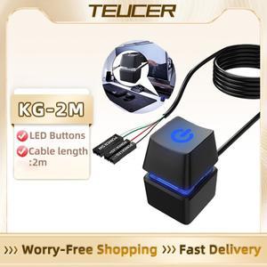 TEUCER 데스크탑 스위치 다채로운 LED 조명 PC 마더보드 외부 시동 전원 켜기끄기 사무실 가정용 단추 익스