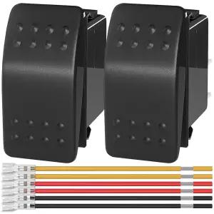 MKBKLLJY 2Pcs 블랙 마린 로커 스위치 12V 토글 3핀 SPST 2위치 방수 및 잠금 단자 와이어 장착 ATV 차량용