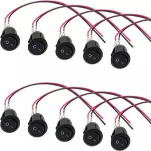 SHMZK 10 PCS 12V 원형 로커 스위치 20mm AC 6A/250V 10A/125V SPST 2 핀 위치 스냅인 카 마린용