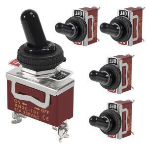 5pcs 방수 토글 스위치 15A 250V AC 헤비 듀티 자동차 보트 로커 SPST 2 핀 ON Off 트럭