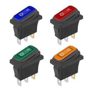 방수 로커 스위치 온 오프 12V LED 3 핀 2 SPST AC 6A 250V 10A KCD3 보트 4 가지 색상 개