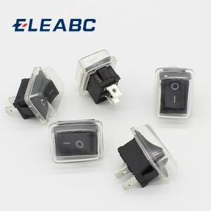 5개세트 블랙 푸시 버튼 미니 소형 스위치 6A-10A 110V 250V 2Pin 스냅인 OnOff 로커 21MM x 방수 커버