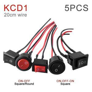 5Pcs 미니 소형 로커 스위치 12Volt ON Off DlY 적용을 위한 사전 배선된 6A250V10A125V 전기 검정색  2 핀