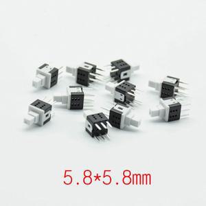 10pcs 5.8x5.8 자동 잠금리셋 PCB 키보드 마이크로 스위치 푸시 촉각 전원 잠금 켜기끄기 래칭 6pin 미니