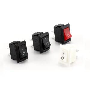 미니 소형 로커 스위치 SPST 블랙 및 레드 스냅 인 단추 AC 250V 3A 6A 2 핀 IO 10x15mm 온-오프 5 개 15
