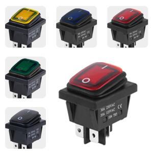 2Pcs KCD4 IP67 방수 4Pin 로커 스위치 자동 보트 해양 DPDT 12V220V 헤비 듀티 푸시 버튼 LED 조명