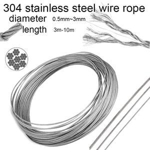 1pcs 7x7 304 스테인레스 스틸 와이어 직경 0.5mm-3.0mm 헤비 듀티 케이블 로프 가든 난간 울타리 롤 키트