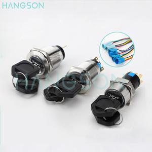 금속 키 스위치 스테인레스 스틸 16mm 22mm 1NO1NC 2NO2NC 전기 로터리 2 3 방수 푸시 버튼 잠금