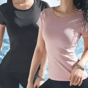 반팔 여성 요가복 라운드 여성 필라테스복 스포츠 상의
