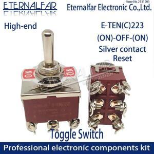 하이엔드 E-TEN223 품질 실버 접점 DPST 12MM 16A 250V AC ON-OFF-ON 6 핀 리셋 로커 토글 슬라이드 스위치