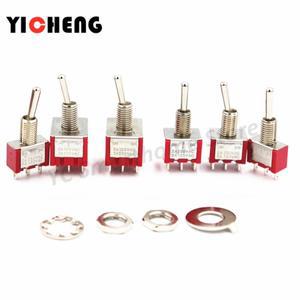 5Pcs MTS 소형 빨간색 스위치 로커 2A125V 5A250VAC 토글 SPDT 3pin6pin9pin 자동 잠금순간