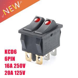 KCD6 6PIN 16A 250V 이중 조명 스위치 로커 ON-OFF 버튼 보트 전원