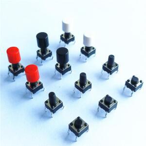 20 개세트 6x6mm 10 크기 0.1A 4PIN 촉각 택트 푸시 버튼 마이크로 스위치 플라스틱 캡 직접 플매트 카펫