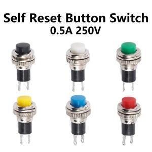 520100PCS 10mm DS316 OFF-ON 순간 0.5A 250VAC 패널 실장 푸시 버튼 스위치 검정녹색노란색파란색흰색빨간