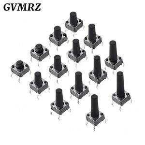 50PCS 6x6 푸시 버튼 스위치 DIP 6X6X4.3 라이트 터치 6x6x4.35678910111213MM 전원 4핀