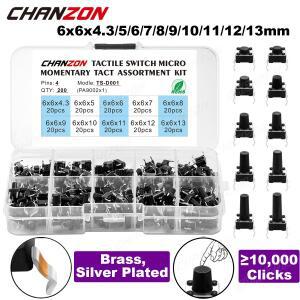 200Pcs 10 종류 x 20pcs 6x6mm 마이크로 푸시 택트 스위치 키트 미니 소형 촉각 토글 터치 버튼 Pcb 순간 4