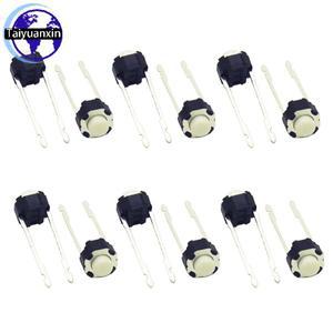 100PCS 라운드 마이크로 스위치 수직 2Pin 촉각 택트 푸시 버튼 DIP 6x6x4.3mm 미니 소형