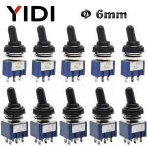 5pcs 10pcs MTS-102 103 203 토글 스위치 6A 125VAC on SPDT 6mm 미니 소형 off 방수 캡