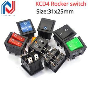 선박  로커 스위치 전원 단추 적색 녹색 31x25mm 6A 30A 250V 온오프 4 핀 6 1 개