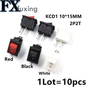 10pcs KCD1 15x10mm 2PIN 보트 로커 스위치 SPST 스냅인 on off 마이크로 3A250V 미니 소형 블랙 레드 화이