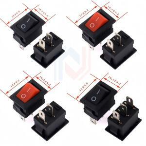10PCS 3 핀 2 3A 250V 10x15mm 검정색 버튼 로커 스위치 ON OFF AC 10X15 미니 소형 전원