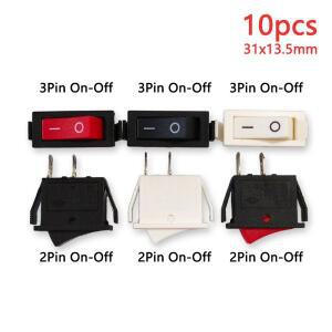 10PCS KCD3 로커 스위치 16A 250V AC20A AC 2 23Pin 검정색 빨간색 흰색 SPST 전자 전기 장비 ON-OFF