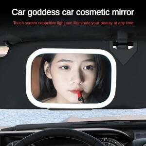 HD 미러 자동차 LED 메이크업 3단 조절 선바이저 플레이트 실내 후방 조광 터치스크린 화장 거울