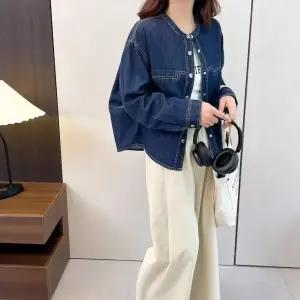 여사친 데님 빈티지 캐주얼 코트 싱글 자켓 라운드 톱 원픽1