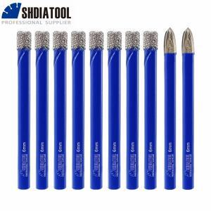 SHDIATOOL 10Pcs 직경 6mm 타일 커터 다이아몬드 드릴링 코어 비트 라운드 생크 구멍 톱 오프너 도자기 타일 대리석 세라믹 크라운