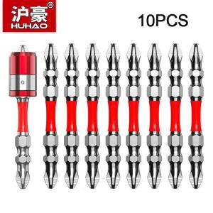 HUHAO 10PCS 65mm 100mm 더블 엔드 PH2 자기 스크루 드라이버 비트 미끄럼 방지 육각 섕크 임팩트 드릴 비트 크로스 헤드 비트 세트 도구